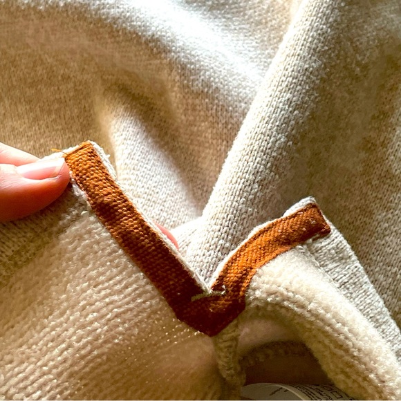 Woolrich Knit Fleece Sweatshirt V-Neck Cream Large - Picture 8 of 13